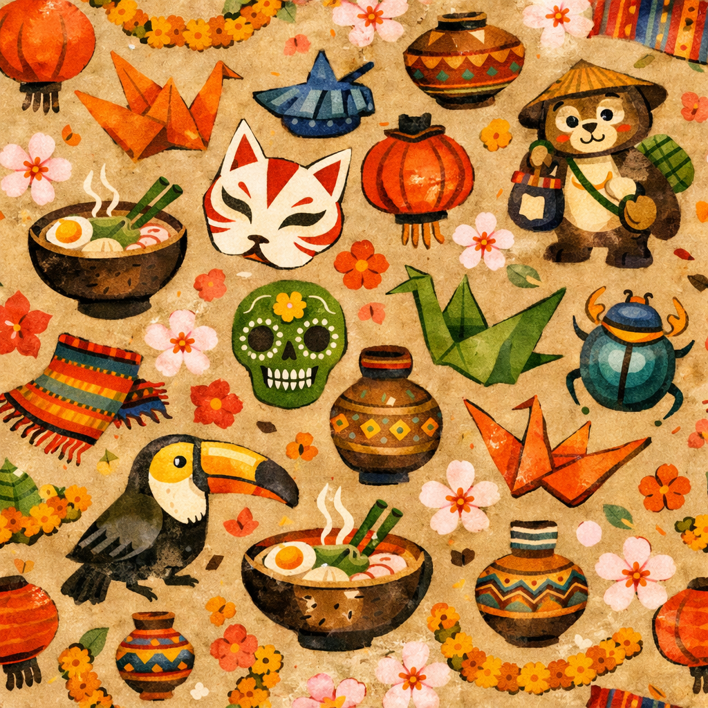 Watercolor illustration of Sensei Tanuki, the Japanese folklore guide